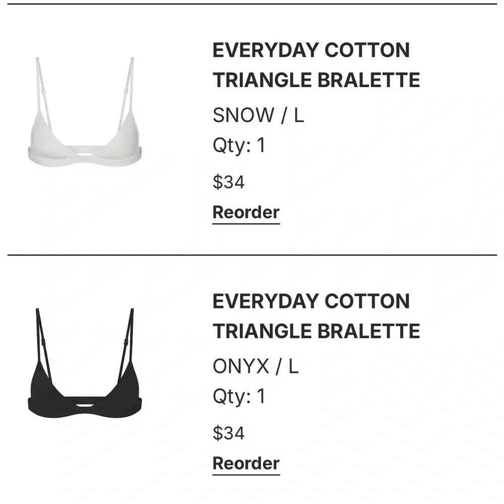 Skims Everyday Cotton Triangle Bralette — Snow & Onyx - Picture 1 of 3
